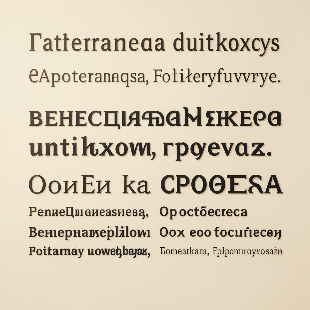 Таблица сравнения шрифтов разных классов: гуманистическая антиква, переходная антиква, дидона, гротеск и брусковый шрифт на светлом фоне